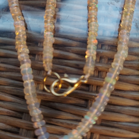 Egyptian opal rondelles x5in with South sea pearl pendant 20inches - Picture 5 of 8